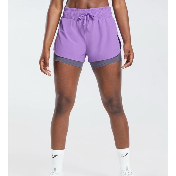 Gymshark Training Shorts Women's XXL Speed Running 2 in 1‎ Purple Run Gym READ - Picture 1 of 5